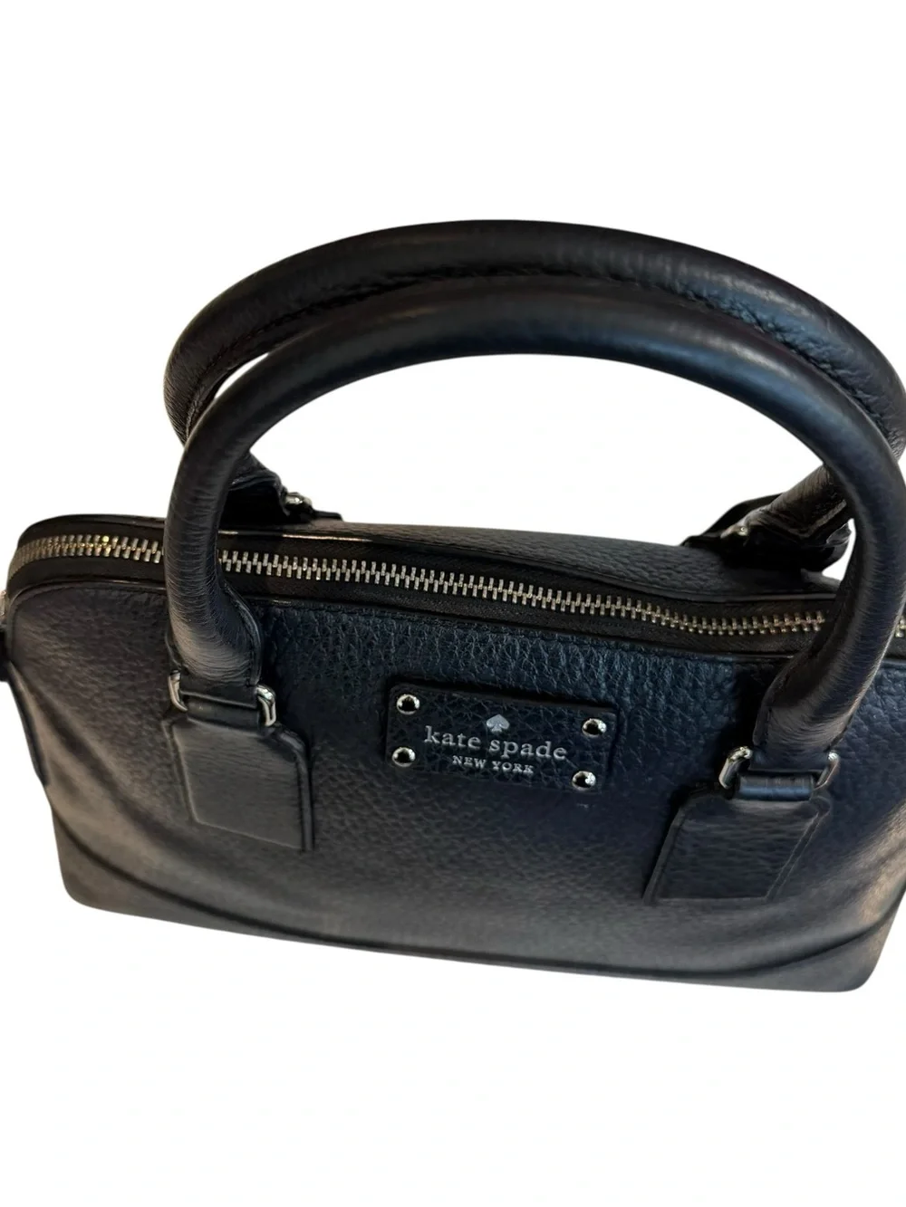 kate spade Bay Street Small Black Rachelle Pebbled Leather Dome Satchel